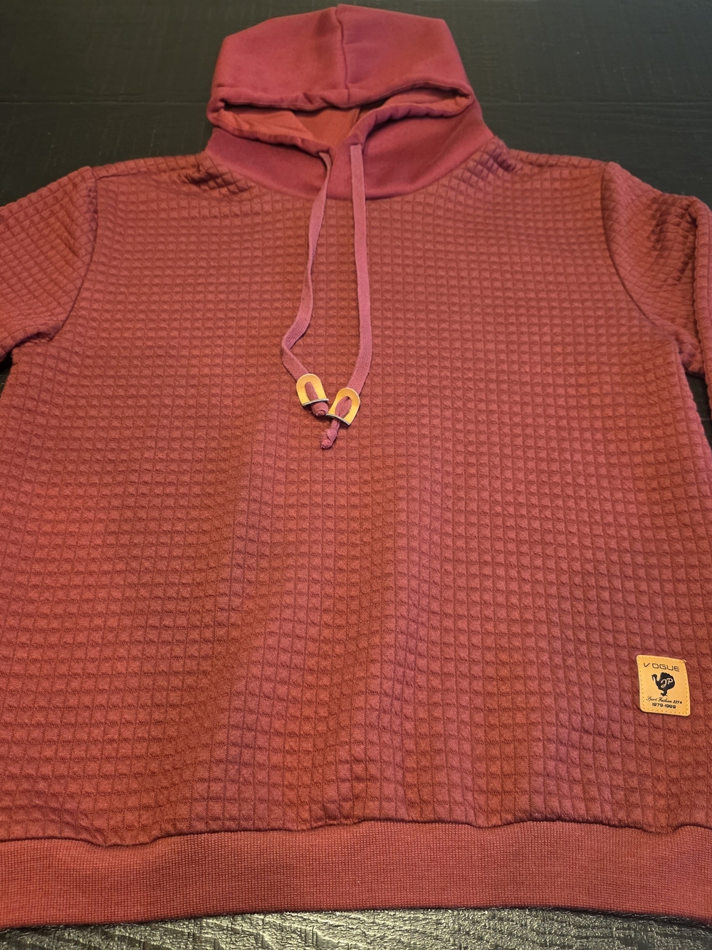 Man's Waffle Hoodie Sweatshirt - Brick Red